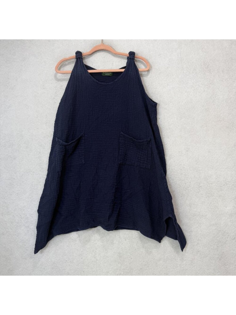 Kathmandu Imports Dress Womens One Size Blue Cotton Trapeze Tank Pockets Casual